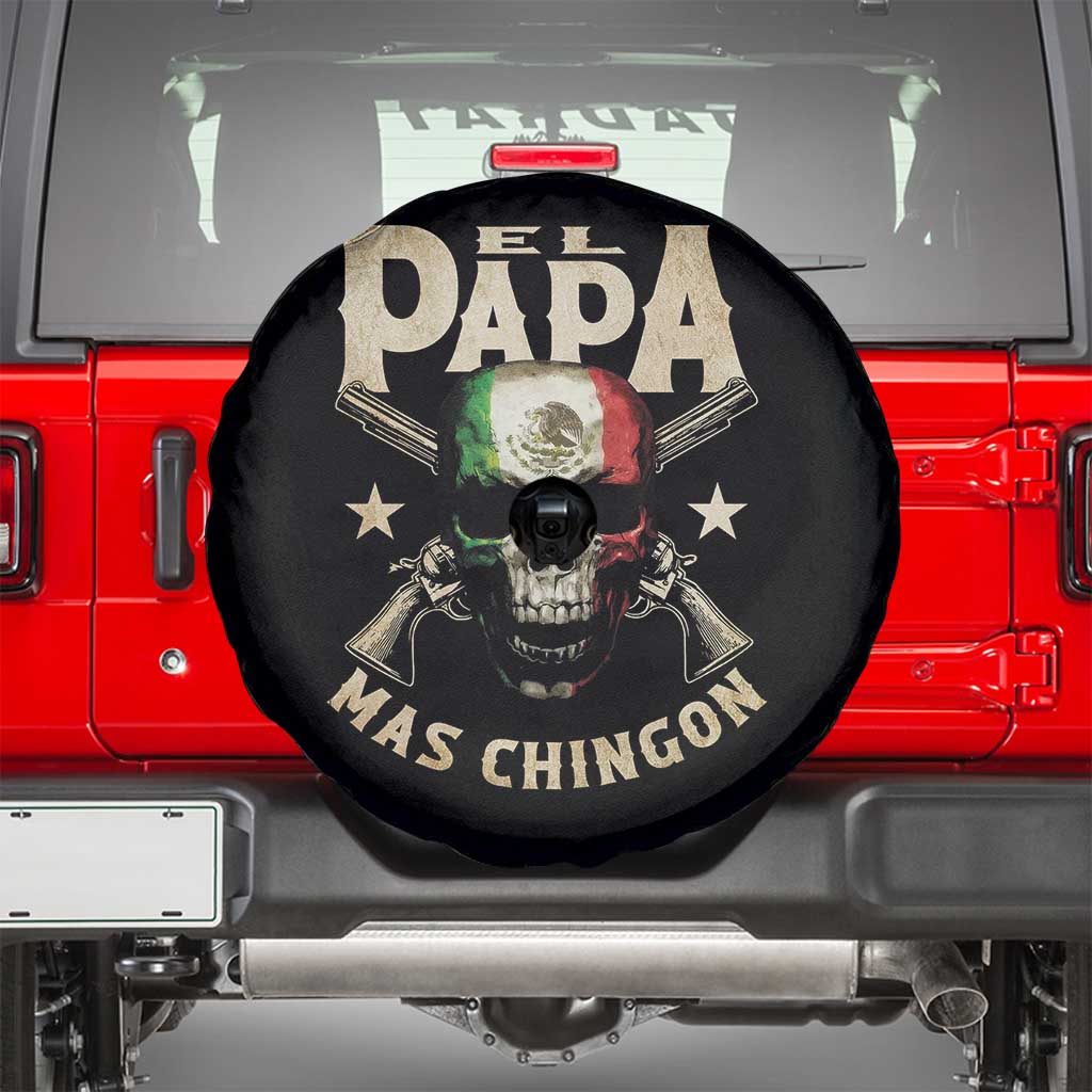Funny Mexican Dad Spare Tire Cover El Papa Mas Chingon Vintage Mexico Skull