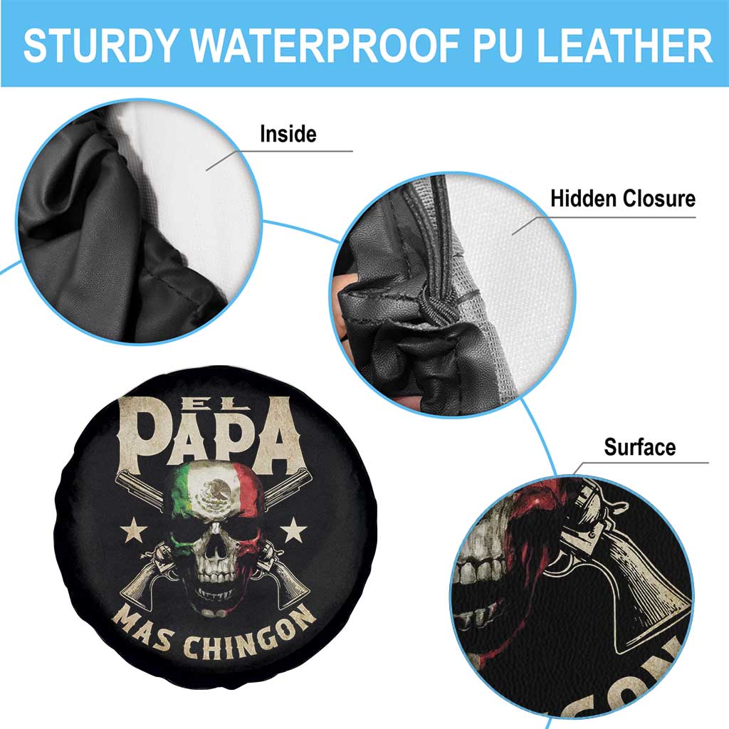 Funny Mexican Dad Spare Tire Cover El Papa Mas Chingon Vintage Mexico Skull