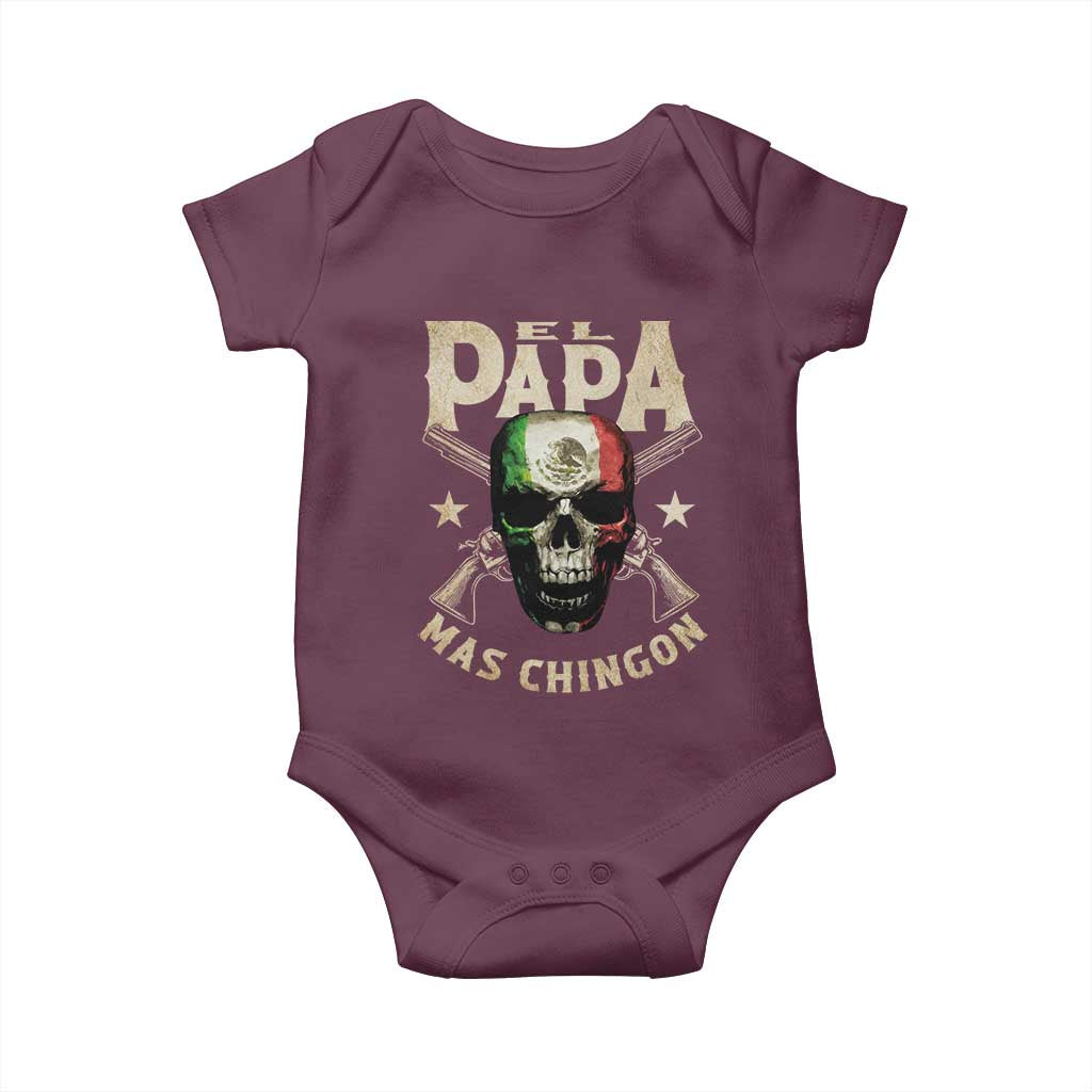 Funny Mexican Dad Baby Onesie El Papa Mas Chingon Vintage Mexico Skull