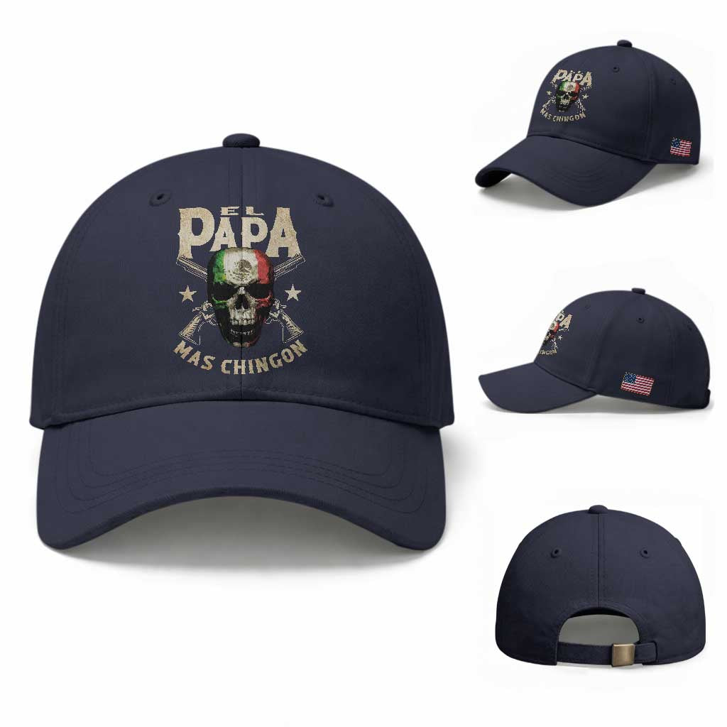 Funny Mexican Dad Baseball Cap El Papa Mas Chingon Vintage Mexico Skull