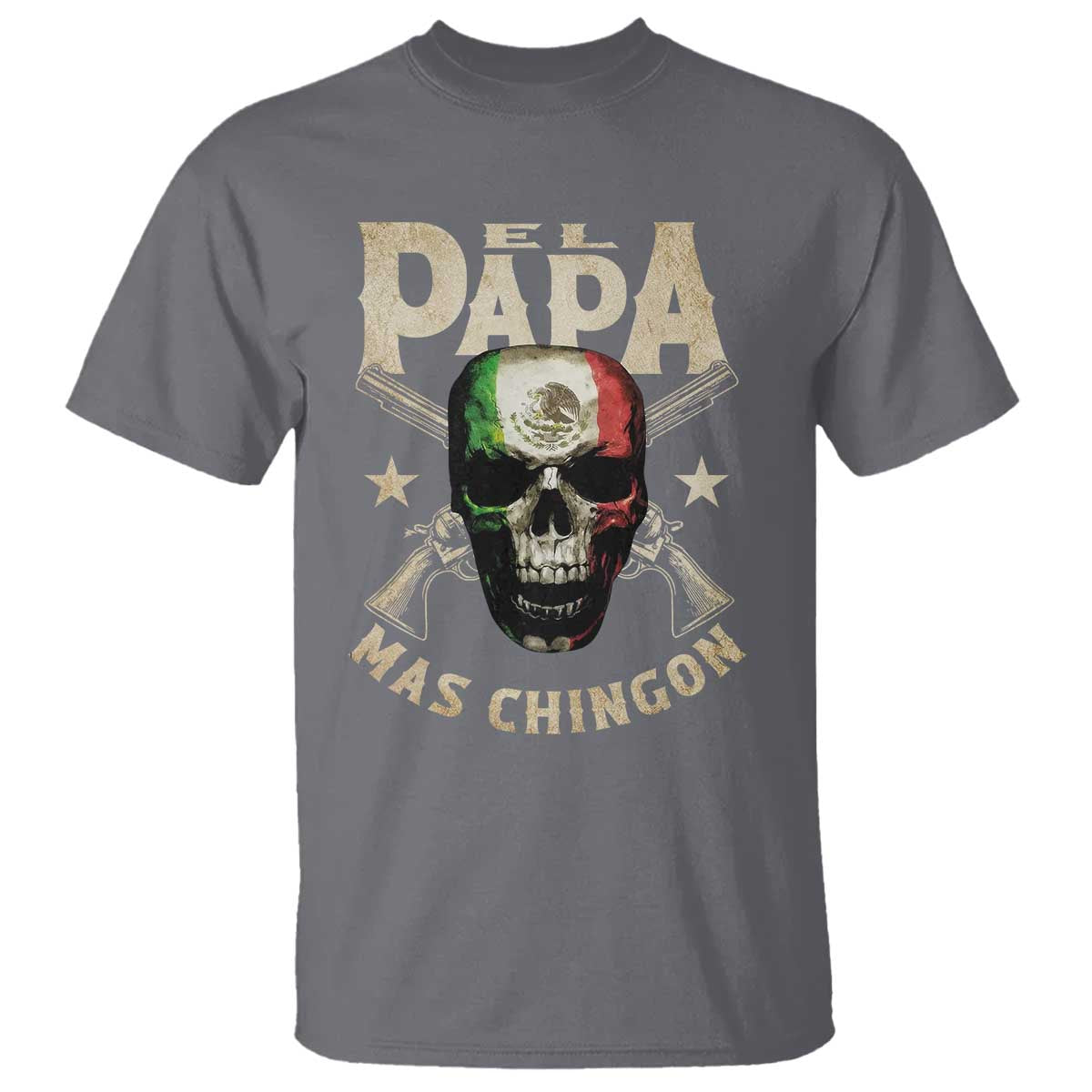 Funny Mexican Dad T Shirt El Papa Mas Chingon Vintage Mexico Skull