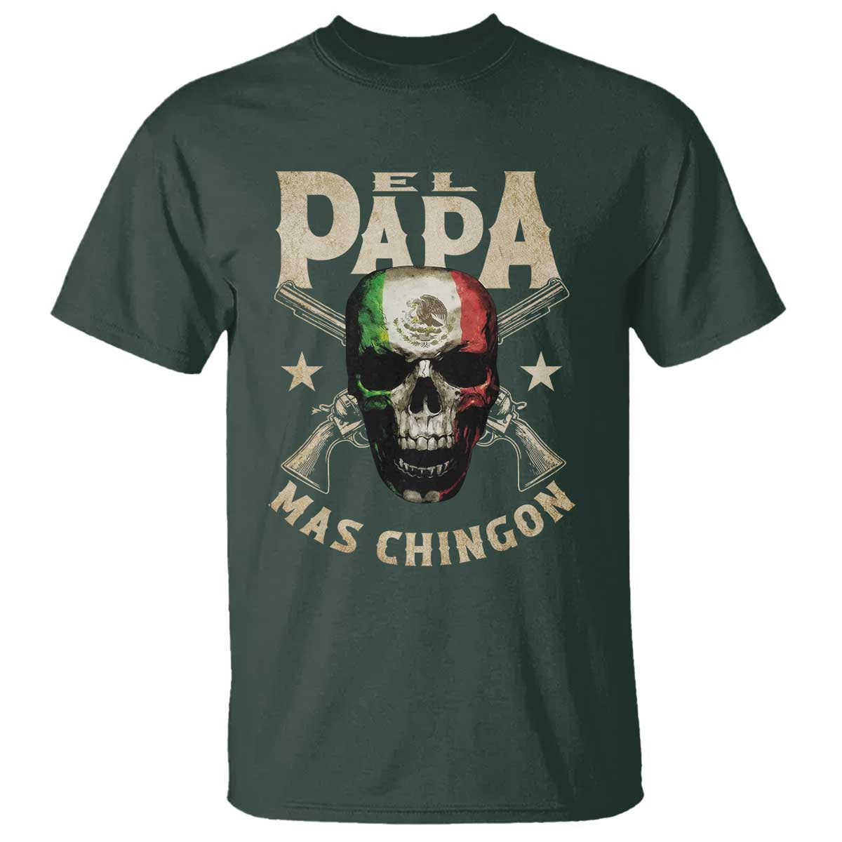 Funny Mexican Dad T Shirt El Papa Mas Chingon Vintage Mexico Skull