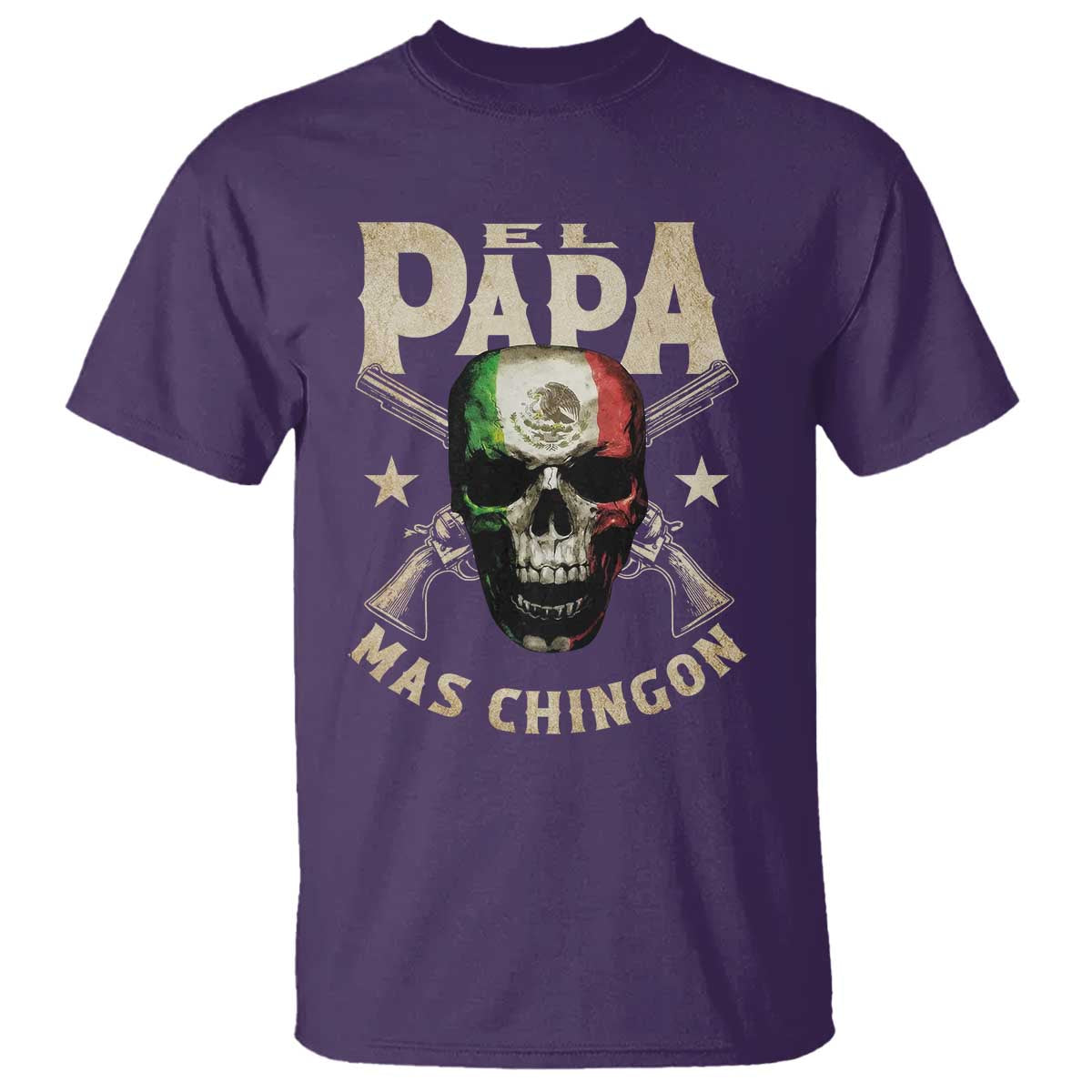 Funny Mexican Dad T Shirt El Papa Mas Chingon Vintage Mexico Skull