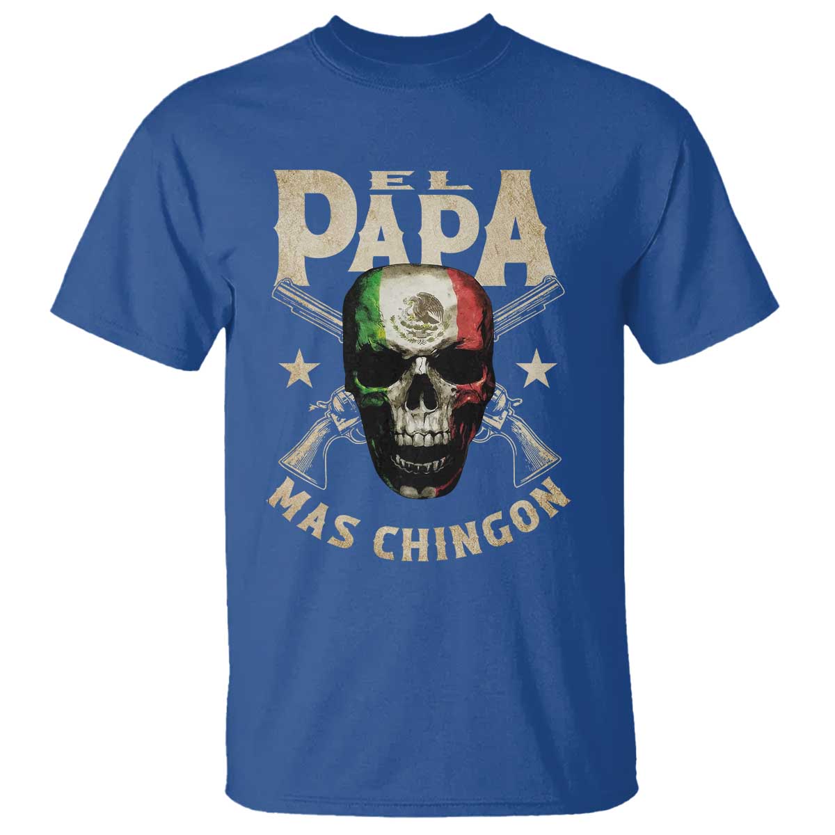Funny Mexican Dad T Shirt El Papa Mas Chingon Vintage Mexico Skull