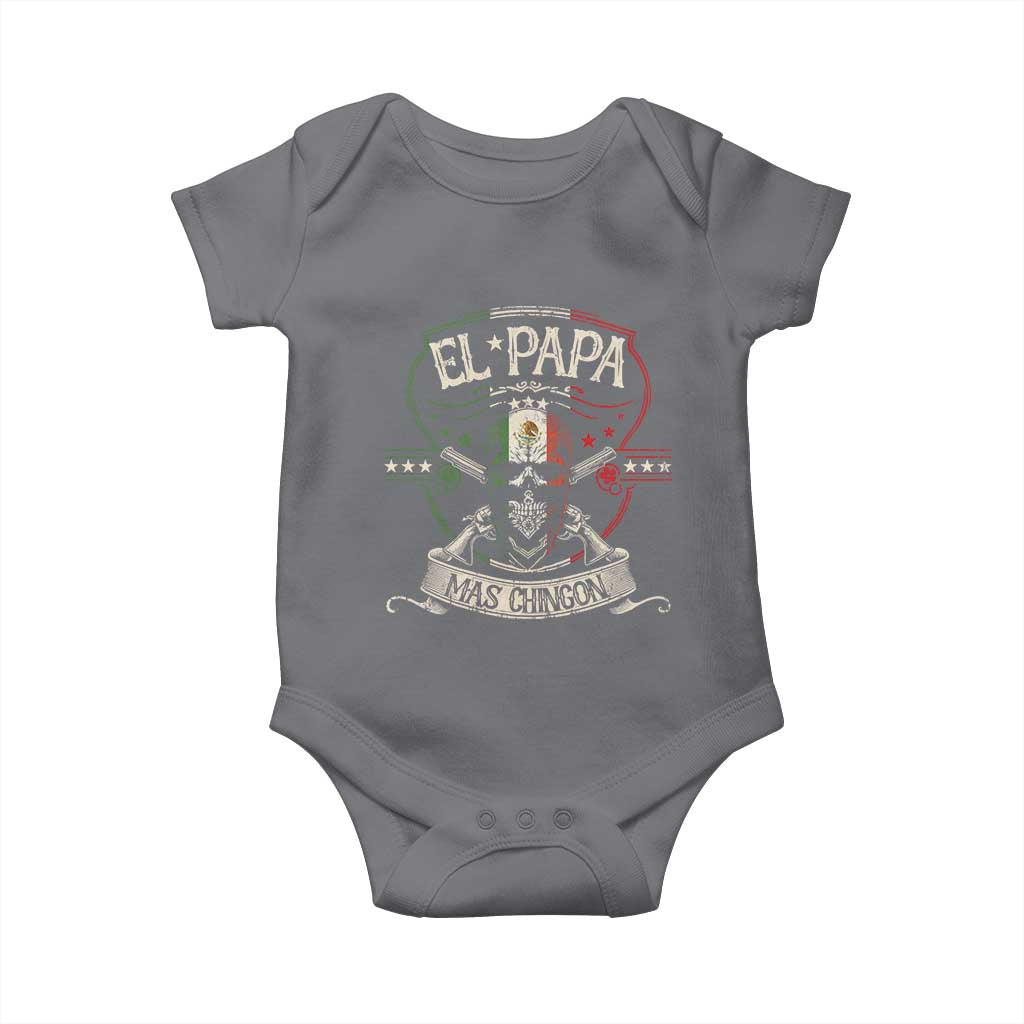 Funny El Papa Mas Chingon Baby Onesie Best Mexican Dad Father's Day Skull