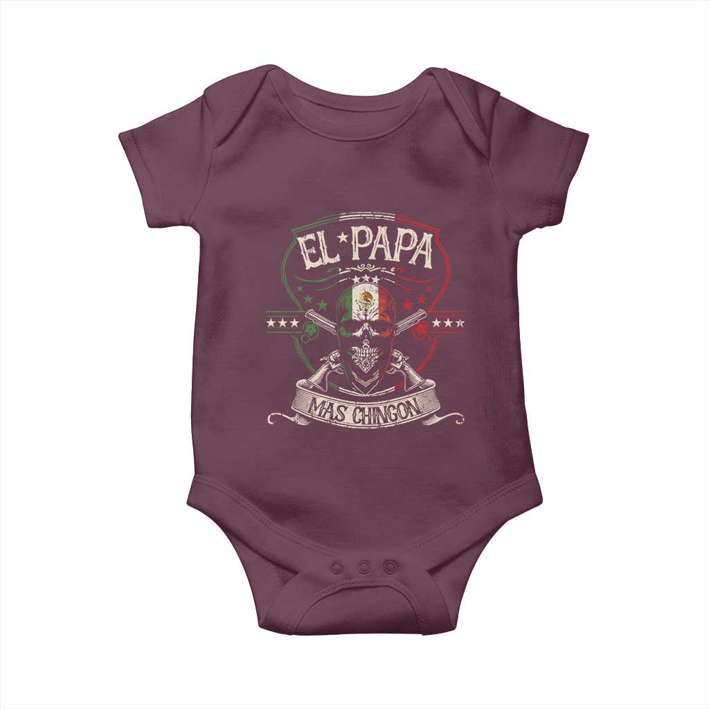 Funny El Papa Mas Chingon Baby Onesie Best Mexican Dad Father's Day Skull