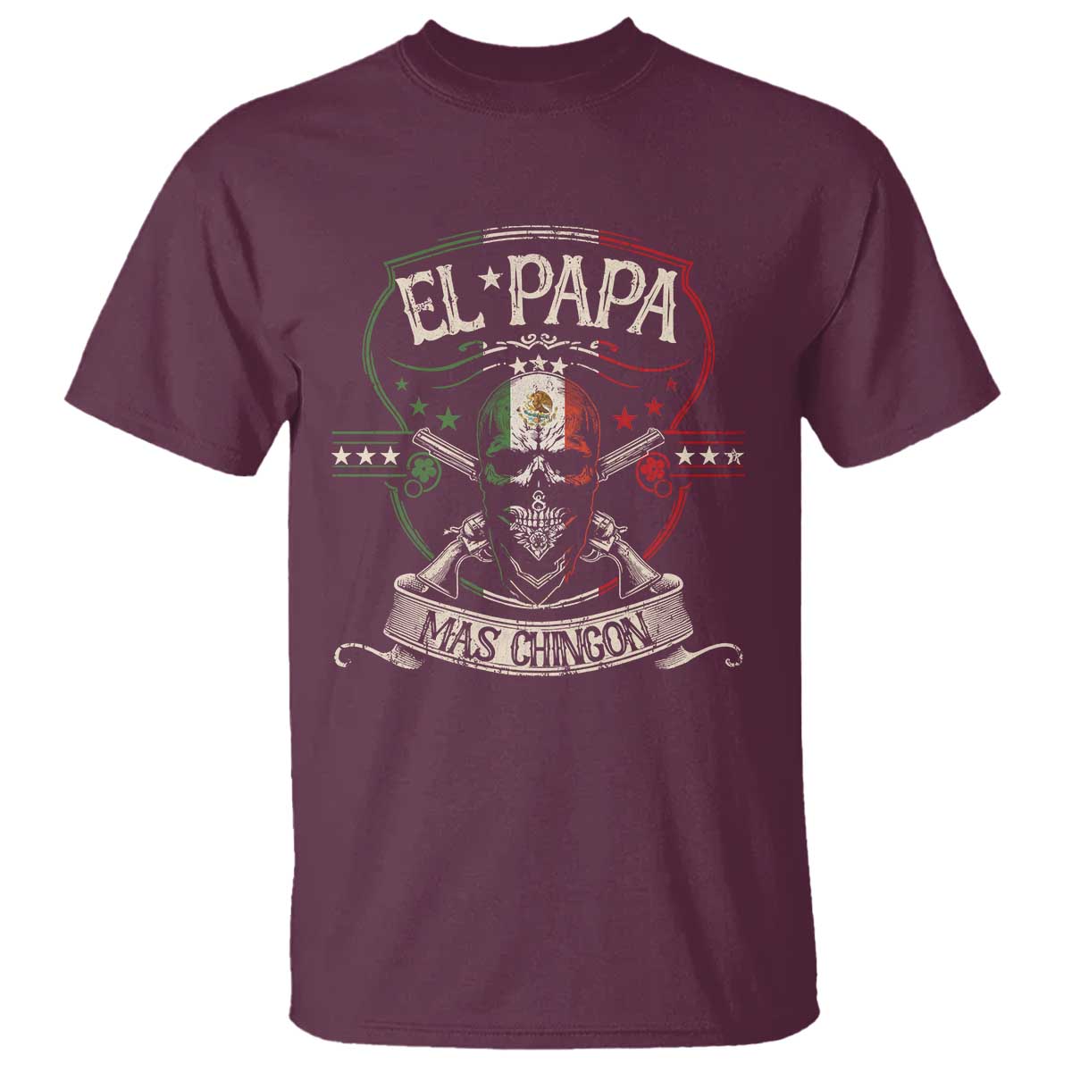Funny El Papa Mas Chingon T Shirt Best Mexican Dad Father's Day Skull