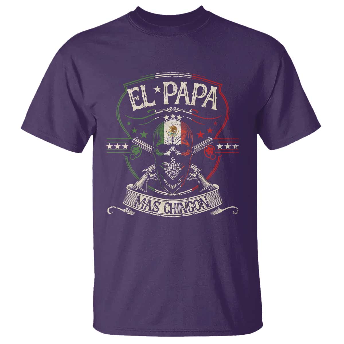 Funny El Papa Mas Chingon T Shirt Best Mexican Dad Father's Day Skull