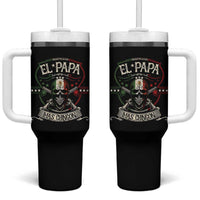 Funny El Papa Mas Chingon Tumbler With Handle Best Mexican Dad Fathers Day Skull