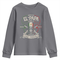 Funny El Papa Mas Chingon Youth Sweatshirt Best Mexican Dad Father's Day Skull
