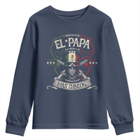 Funny El Papa Mas Chingon Youth Sweatshirt Best Mexican Dad Father's Day Skull