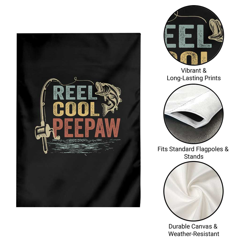 Funny Reel Cool Peepaw Garden Flag Fishing Grandpa Fisherman Father's Day