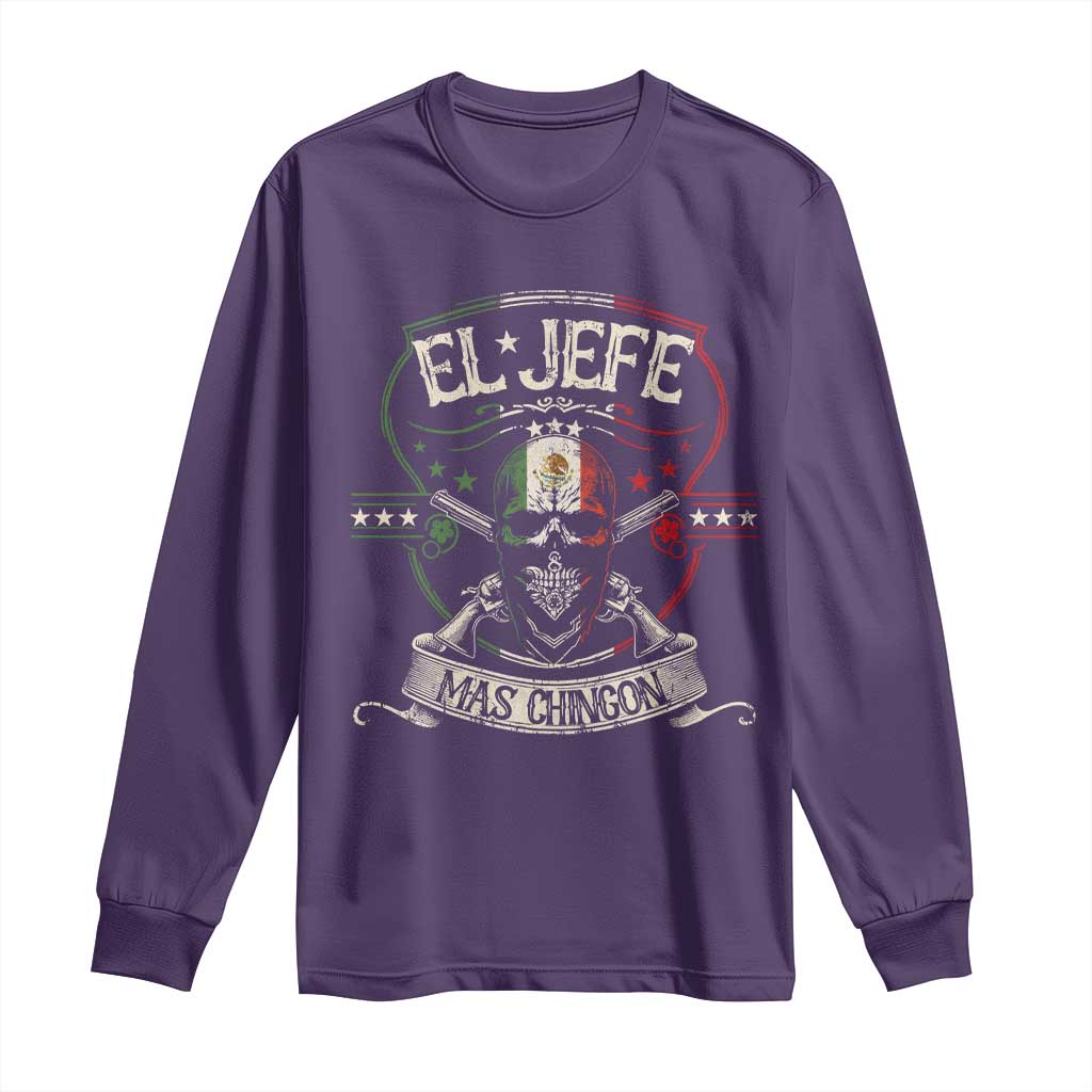 Funny El Jefe Mas Chingon Long Sleeve Shirt Mexican Boss