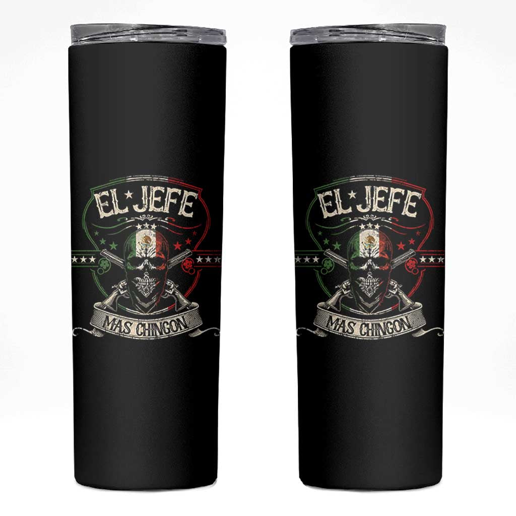 Funny El Jefe Mas Chingon Skinny Tumbler Mexican Boss
