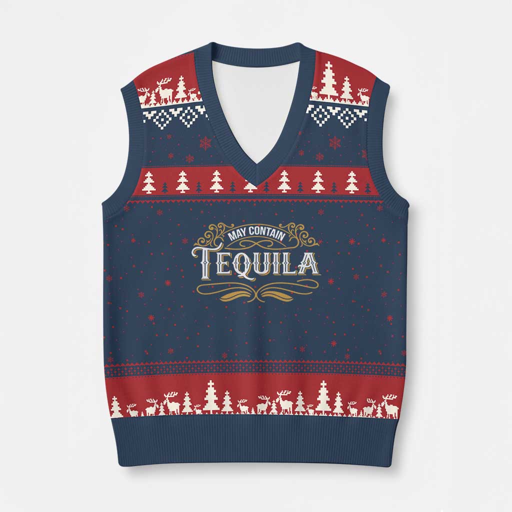 May Contain Tequila V-Neck Knit Sweater Vest Classic Drinking Humor