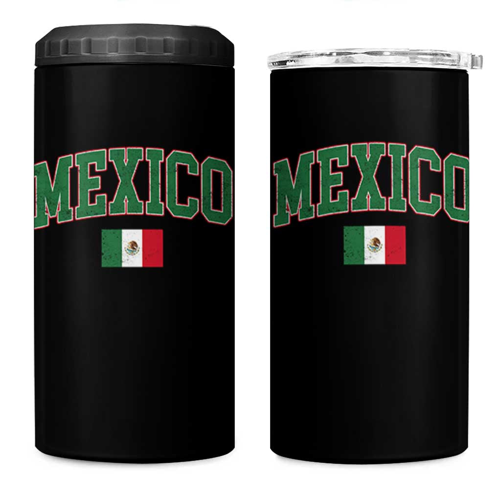 Mexico Flag Vintage Mexican Pride Heritage 4 in 1 Can Cooler Tumbler