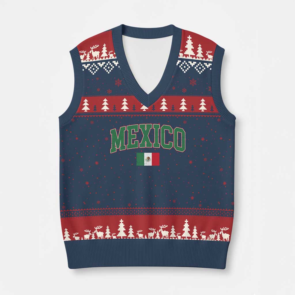 Mexico Flag Vintage Mexican Pride Heritage V-Neck Knit Sweater Vest