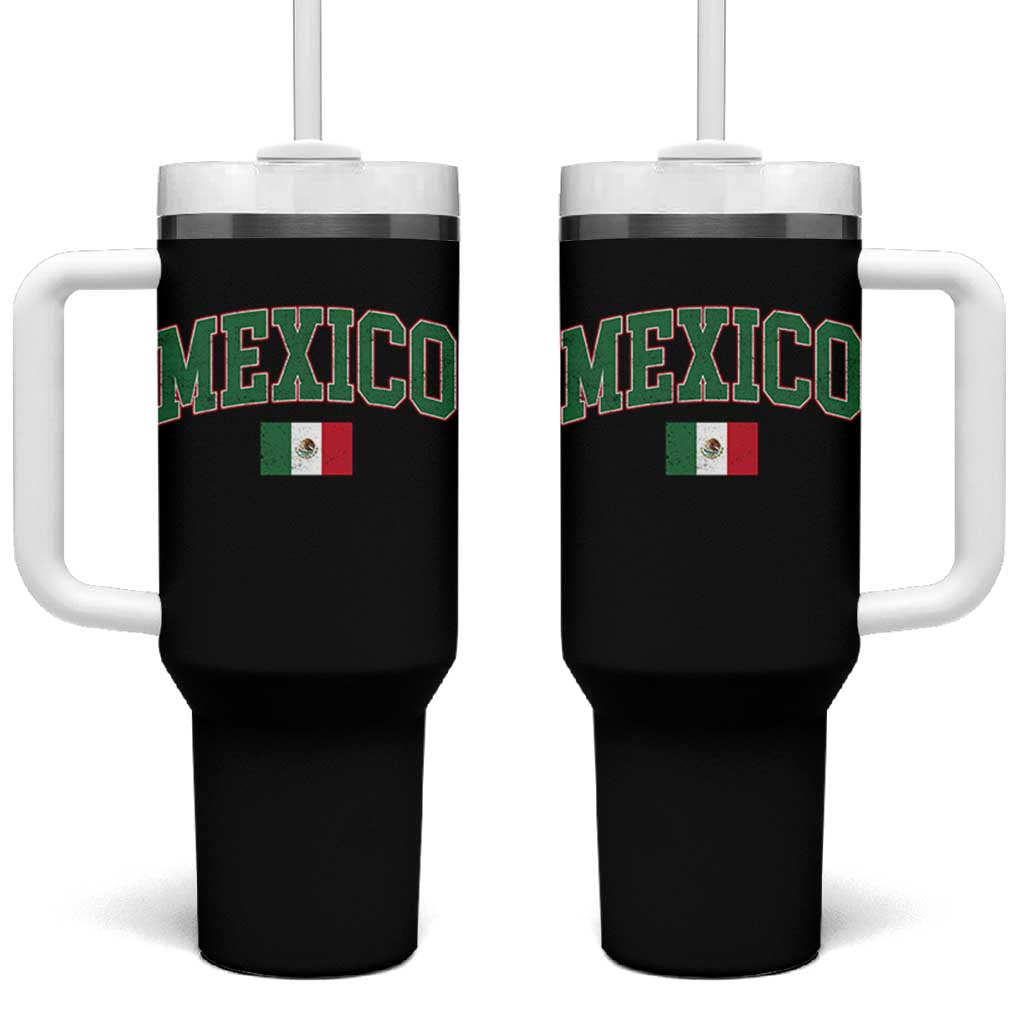 Mexico Flag Vintage Mexican Pride Heritage Tumbler With Handle
