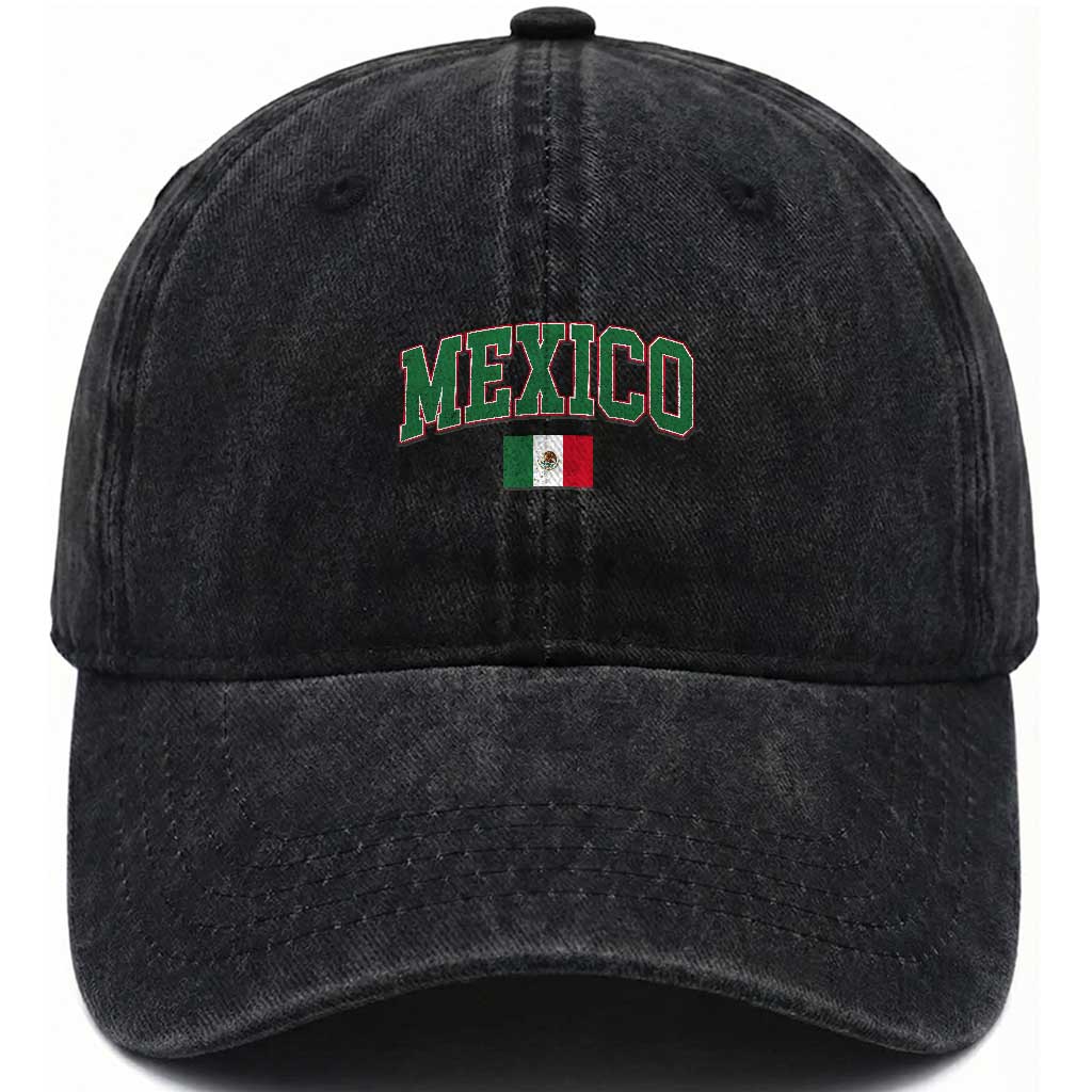 Mexico Flag Vintage Mexican Pride Heritage Washed Cotton Baseball Cap