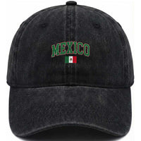 Mexico Flag Vintage Mexican Pride Heritage Washed Cotton Baseball Cap