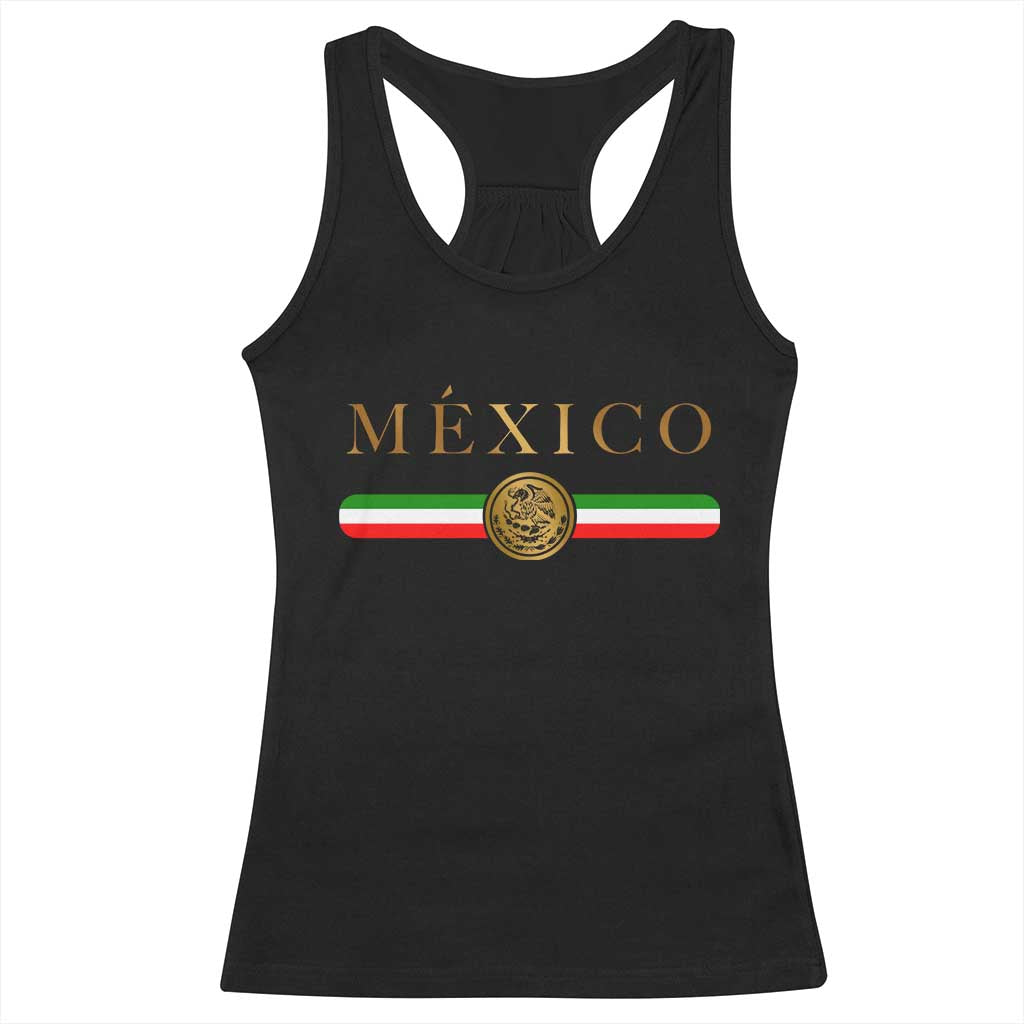Mexican Heritage Pride Racerback Tank Top Mexico Vintage Flag Coat of Arms Graphic