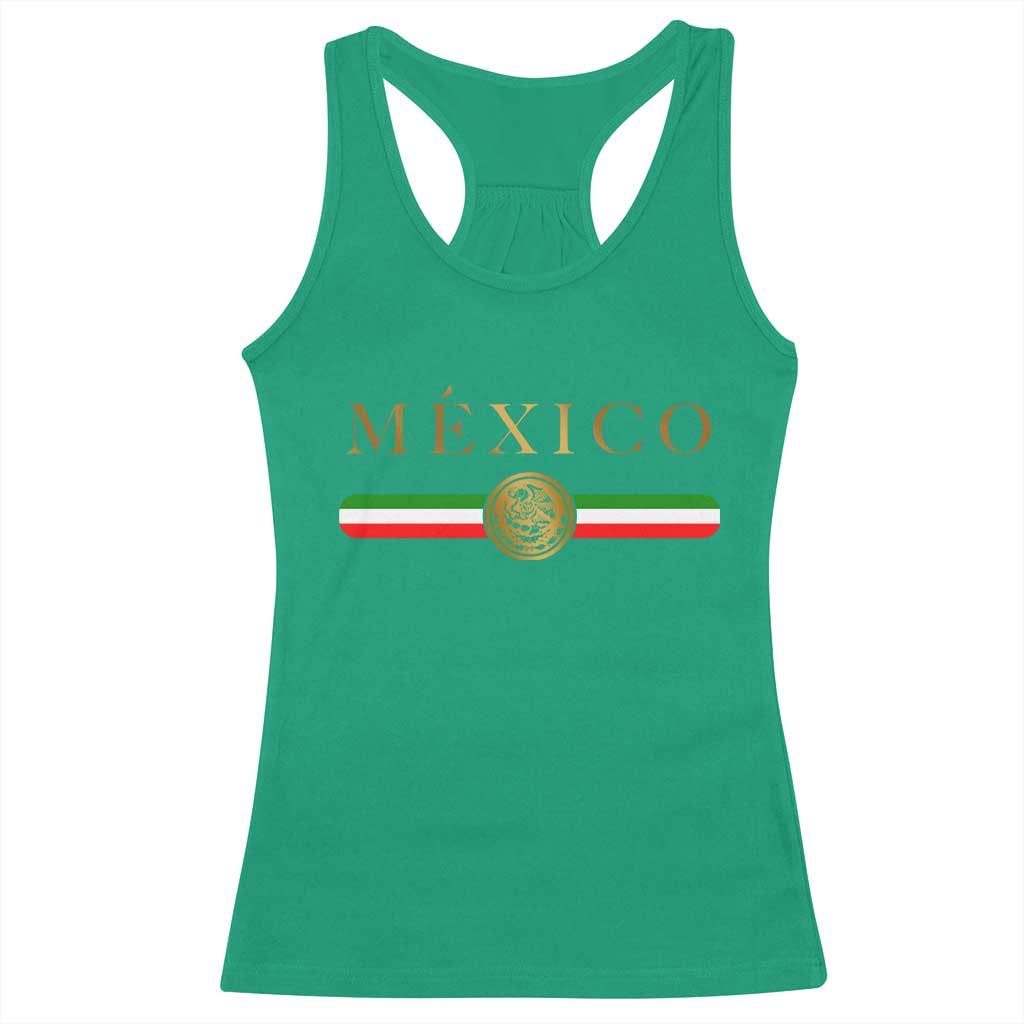 Mexican Heritage Pride Racerback Tank Top Mexico Vintage Flag Coat of Arms Graphic