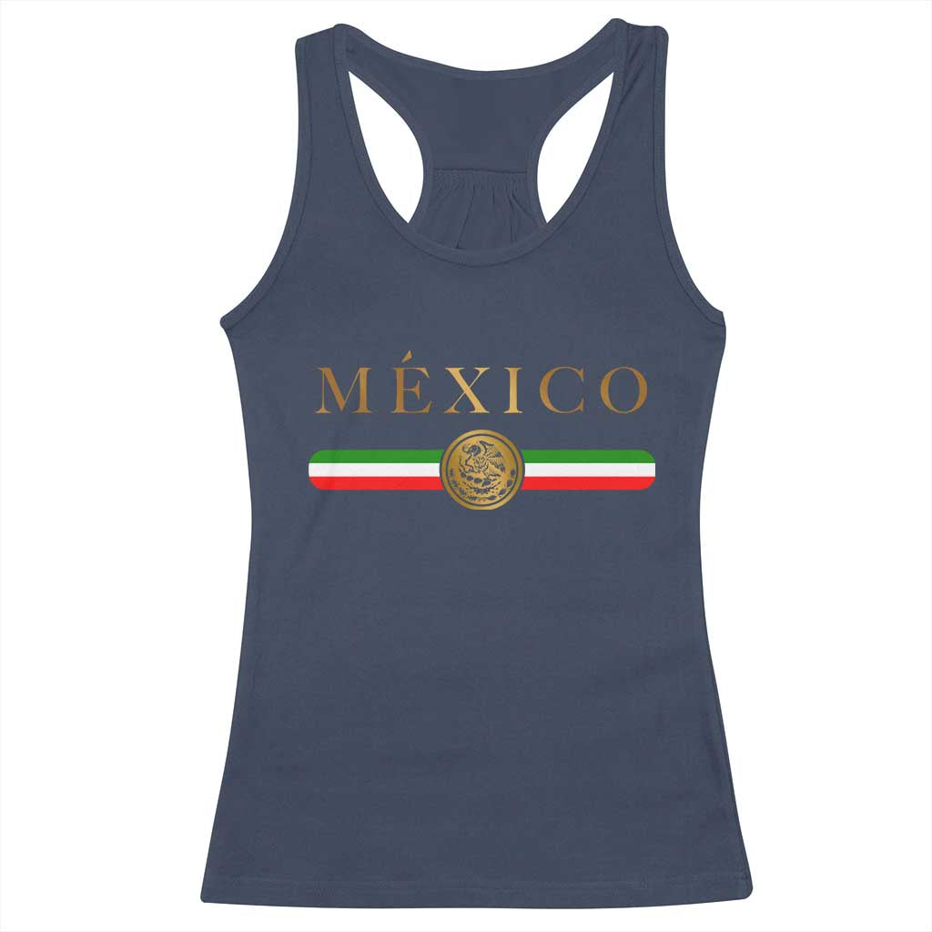 Mexican Heritage Pride Racerback Tank Top Mexico Vintage Flag Coat of Arms Graphic