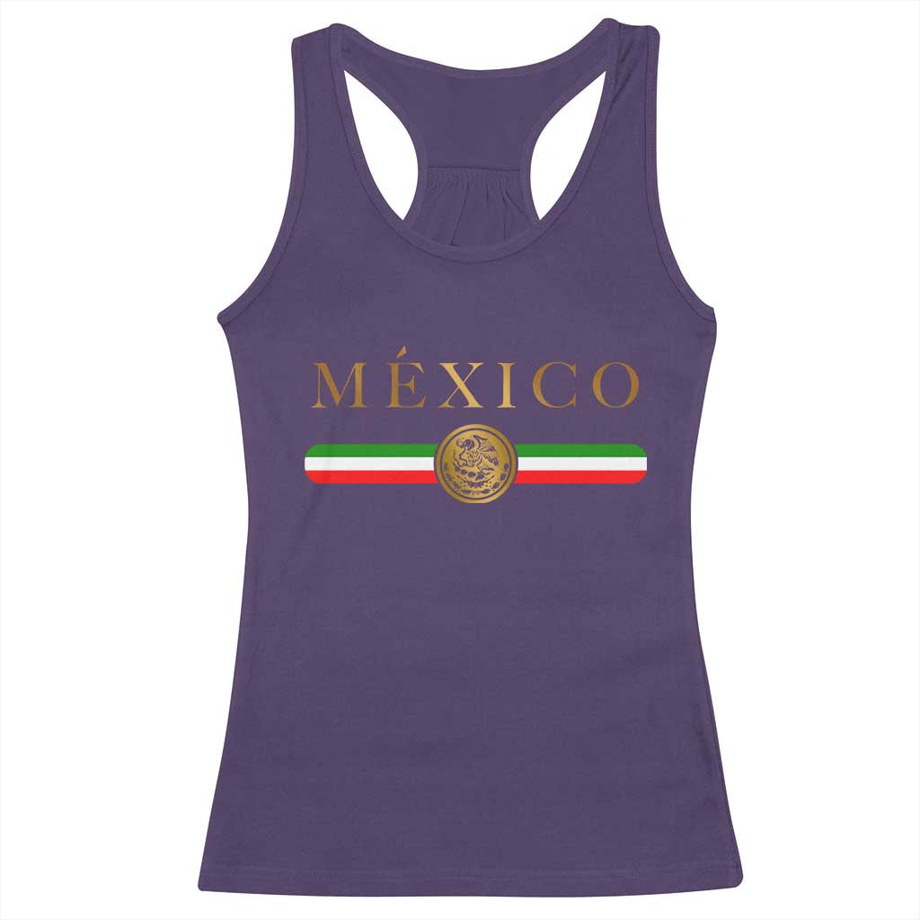 Mexican Heritage Pride Racerback Tank Top Mexico Vintage Flag Coat of Arms Graphic