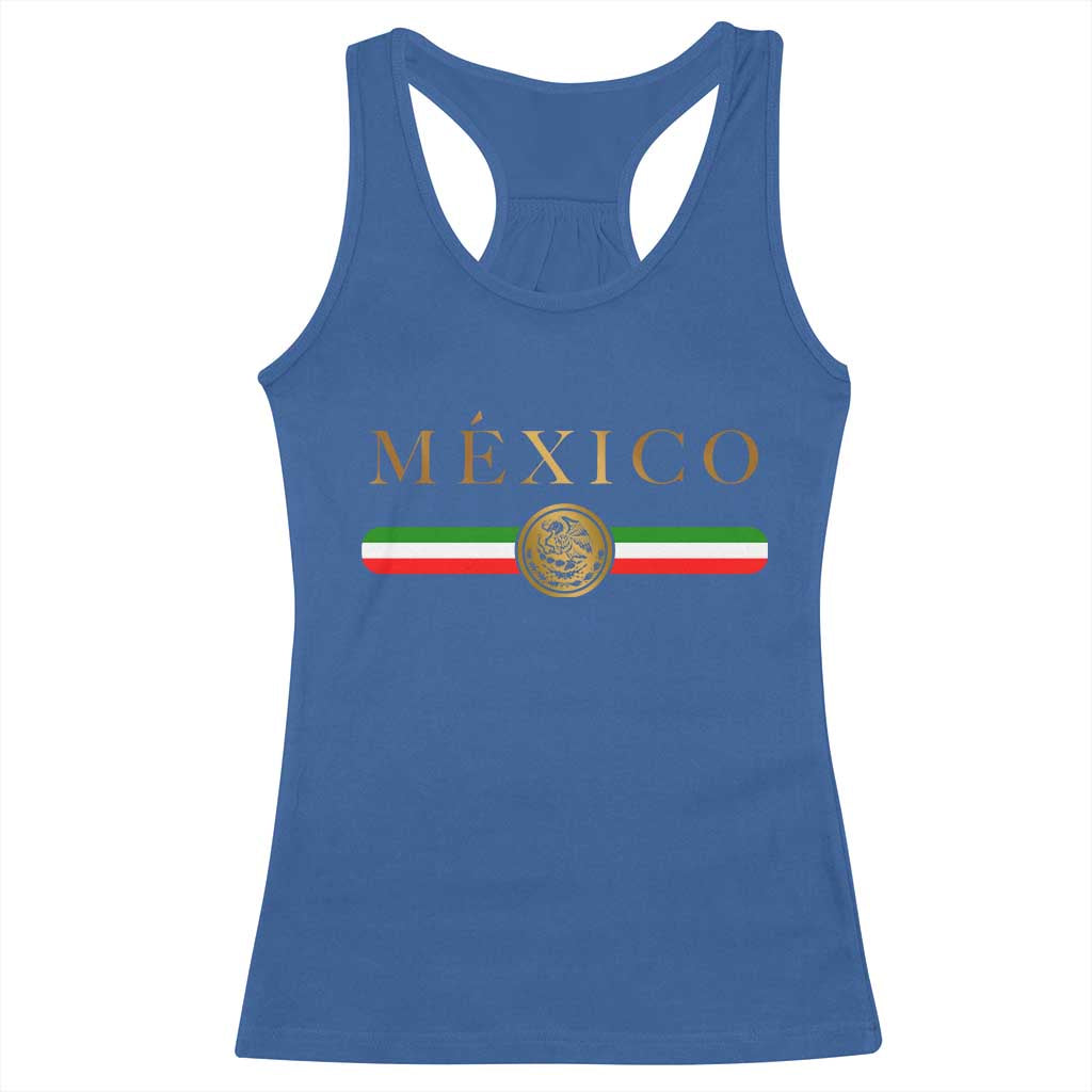 Mexican Heritage Pride Racerback Tank Top Mexico Vintage Flag Coat of Arms Graphic