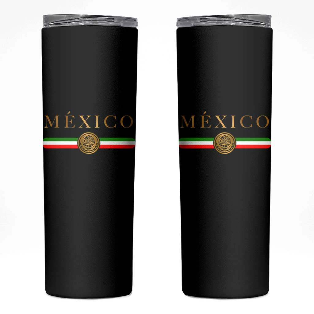 Mexican Heritage Pride Skinny Tumbler Mexico Vintage Flag Coat of Arms Graphic