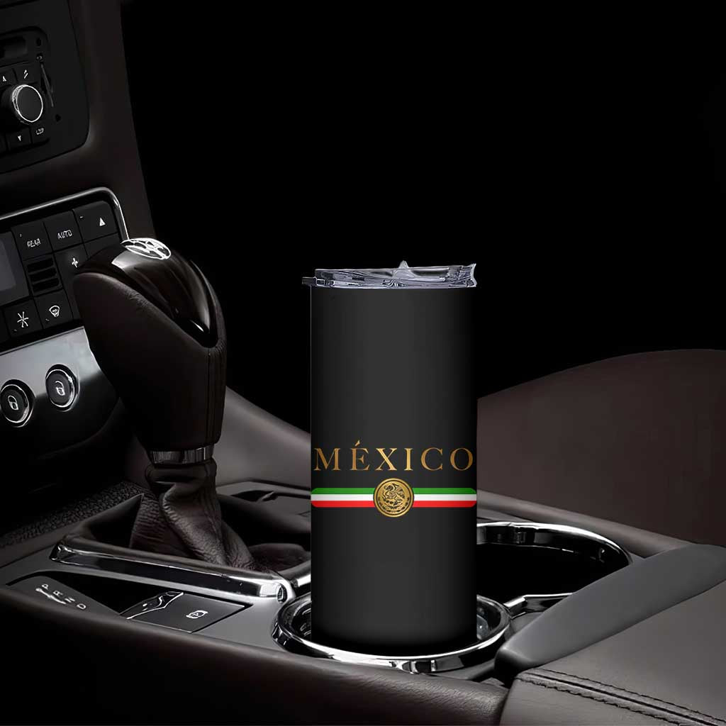 Mexican Heritage Pride Skinny Tumbler Mexico Vintage Flag Coat of Arms Graphic