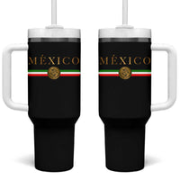 Mexican Heritage Pride Tumbler With Handle Mexico Vintage Flag Coat of Arms Graphic