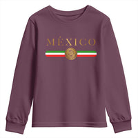 Mexican Heritage Pride Youth Sweatshirt Mexico Vintage Flag Coat of Arms Graphic