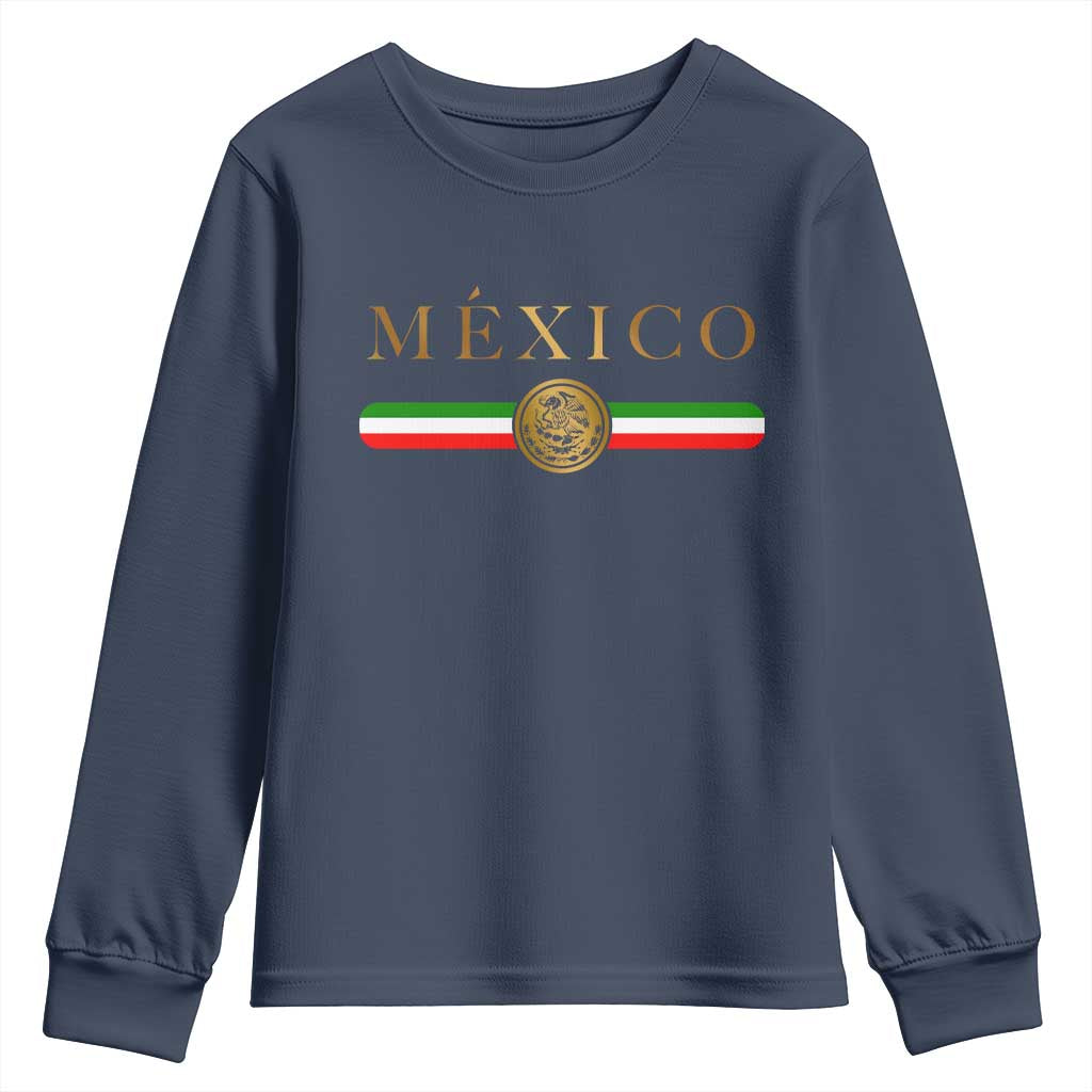 Mexican Heritage Pride Youth Sweatshirt Mexico Vintage Flag Coat of Arms Graphic