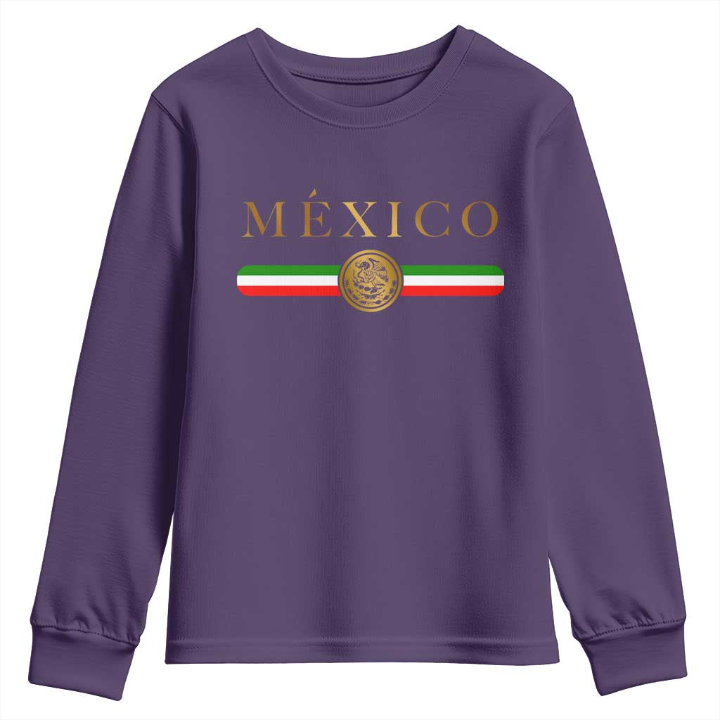 Mexican Heritage Pride Youth Sweatshirt Mexico Vintage Flag Coat of Arms Graphic
