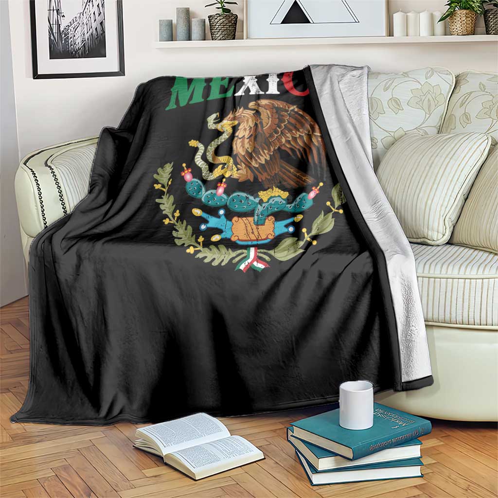 Mexican Coat Of Arms Mexico Vintage Flag Throw Blanket