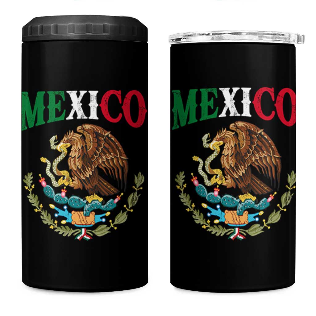 Mexican Coat Of Arms Mexico Vintage Flag 4 in 1 Can Cooler Tumbler