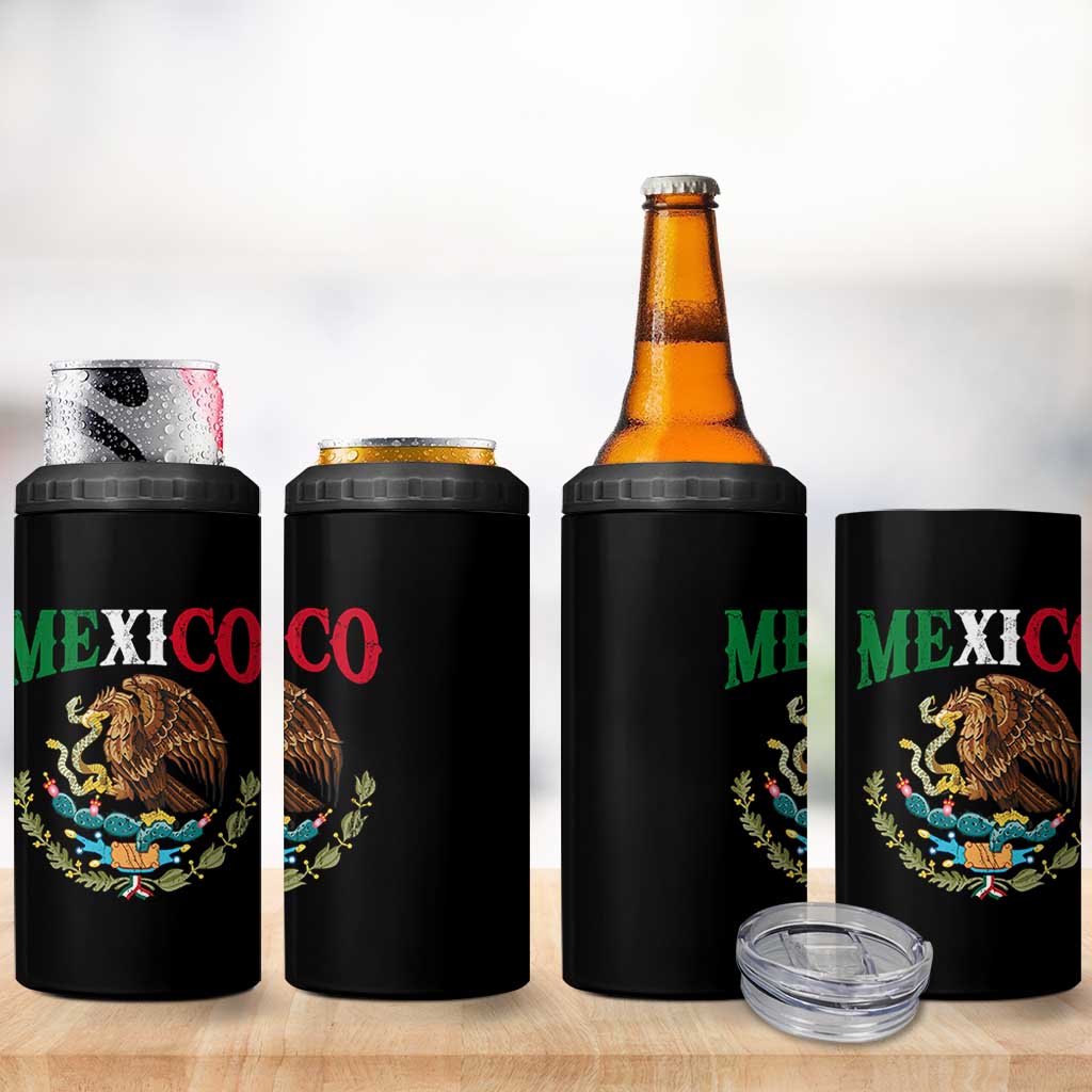 Mexican Coat Of Arms Mexico Vintage Flag 4 in 1 Can Cooler Tumbler