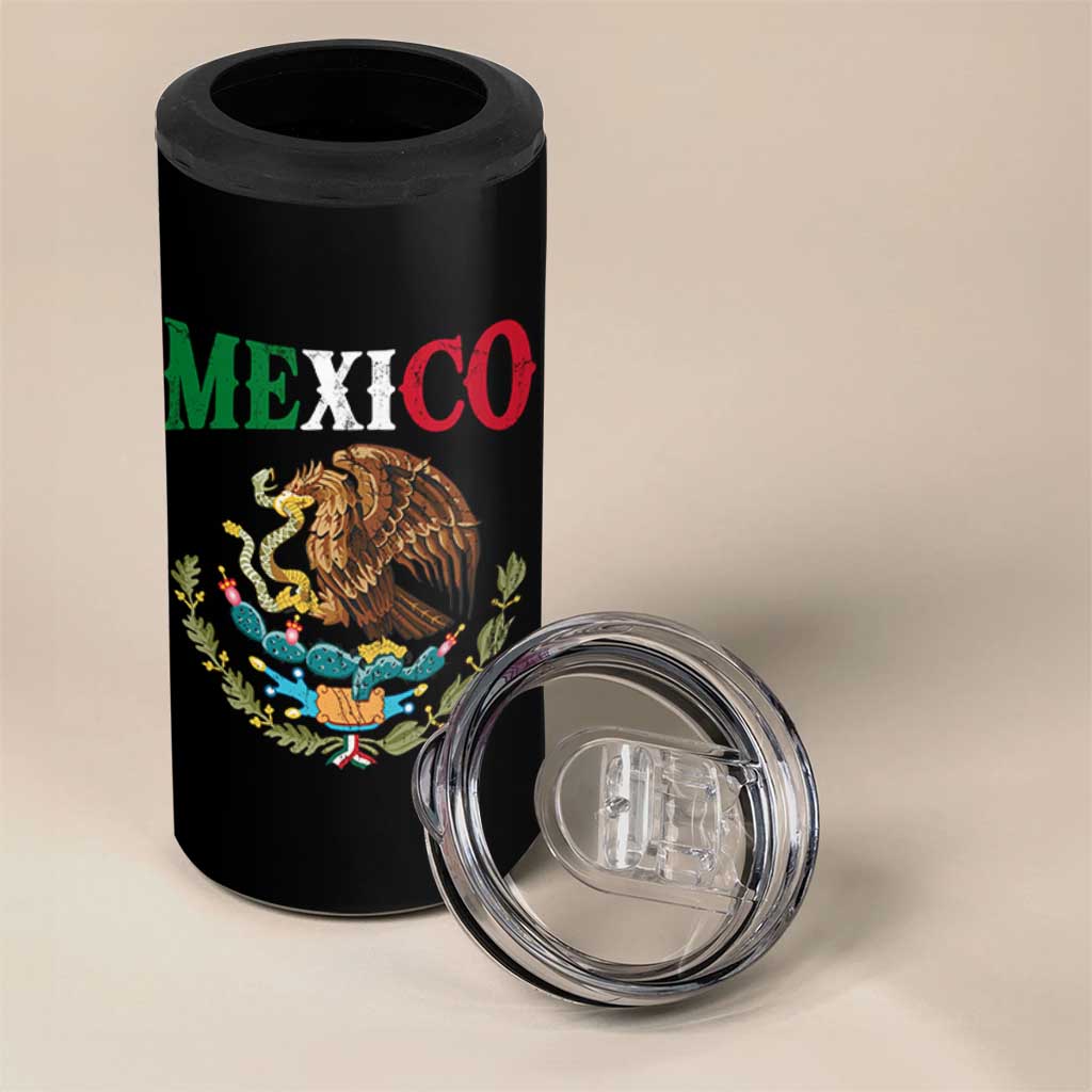 Mexican Coat Of Arms Mexico Vintage Flag 4 in 1 Can Cooler Tumbler