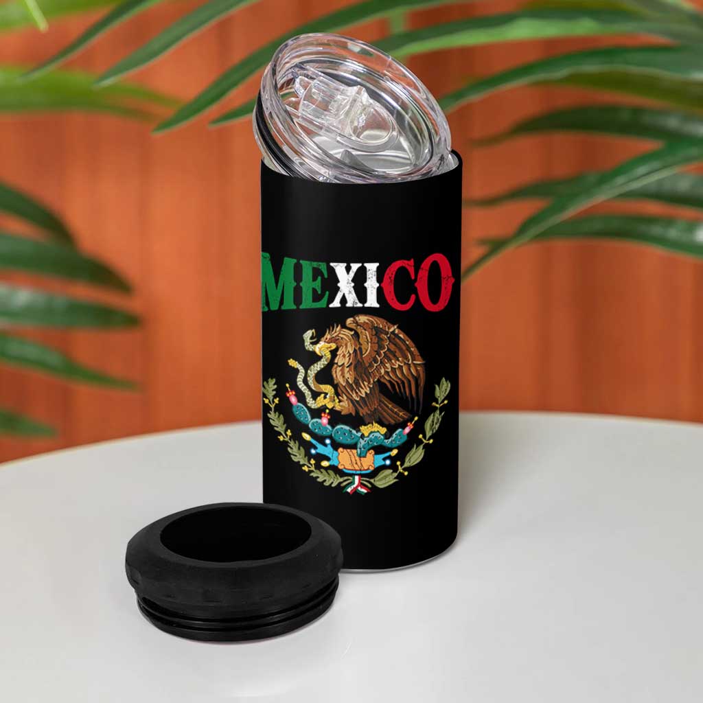 Mexican Coat Of Arms Mexico Vintage Flag 4 in 1 Can Cooler Tumbler