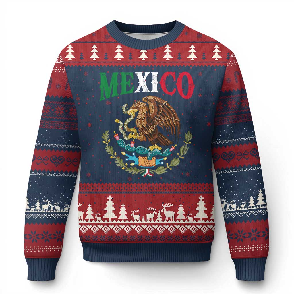 Mexican Coat Of Arms Mexico Vintage Flag Ugly Christmas Sweater