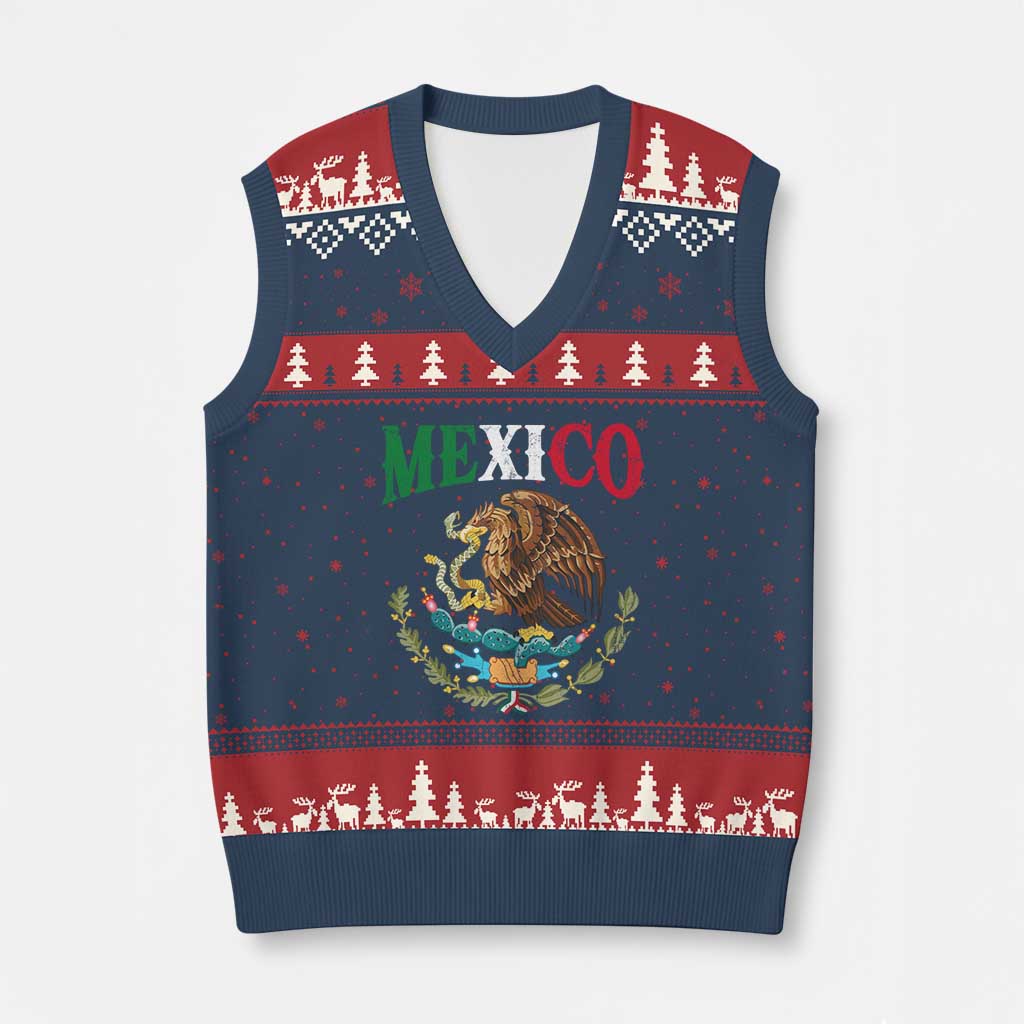Mexican Coat Of Arms Mexico Vintage Flag V-Neck Knit Sweater Vest