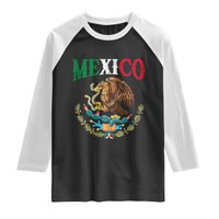 Mexican Coat Of Arms Mexico Vintage Flag Raglan Shirt