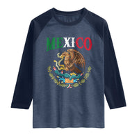 Mexican Coat Of Arms Mexico Vintage Flag Raglan Shirt
