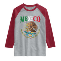 Mexican Coat Of Arms Mexico Vintage Flag Raglan Shirt