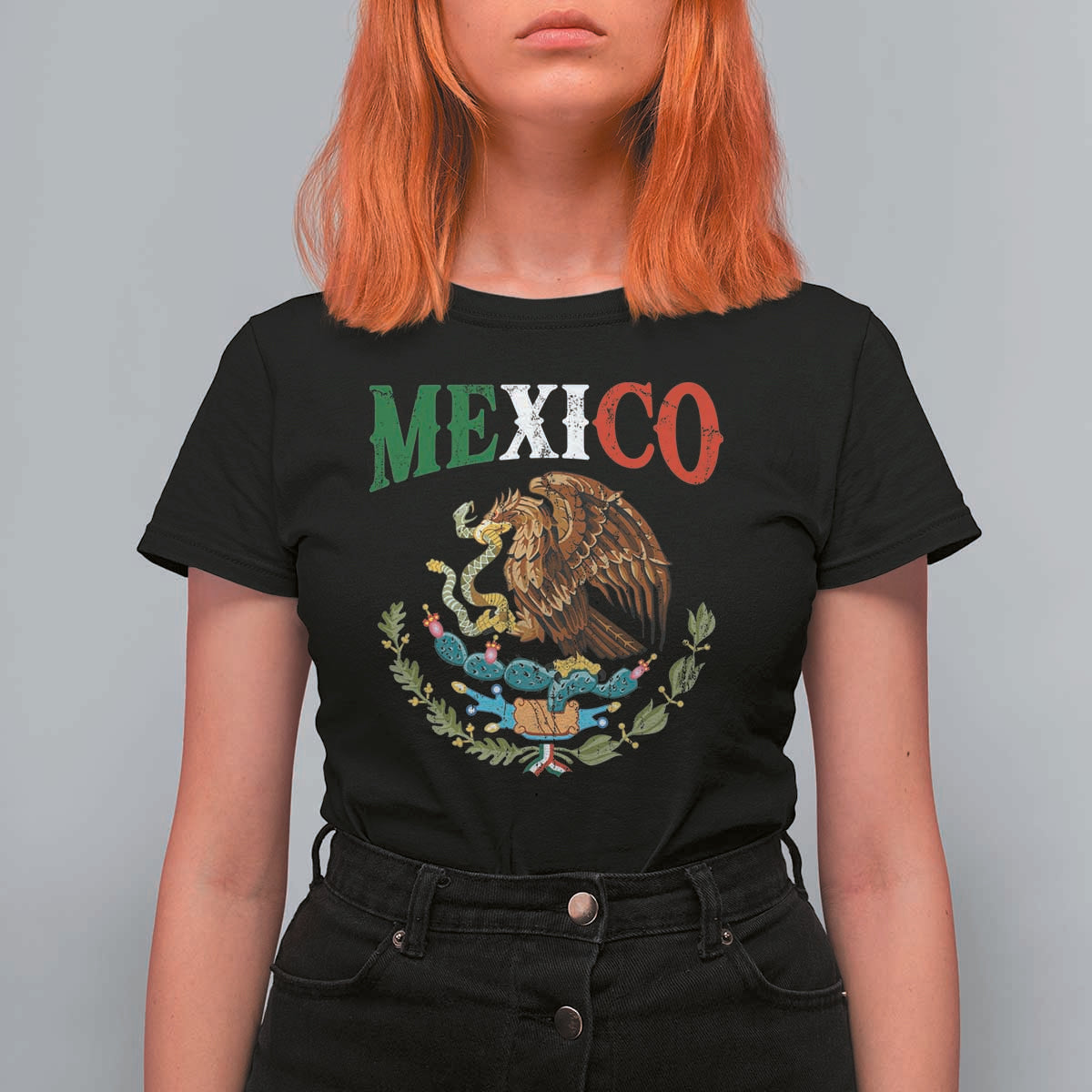 Mexican Coat Of Arms Mexico Vintage Flag T Shirt For Women