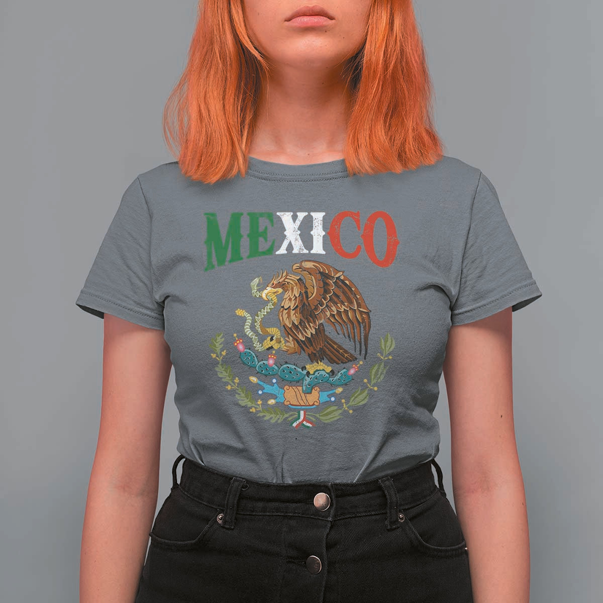 Mexican Coat Of Arms Mexico Vintage Flag T Shirt For Women