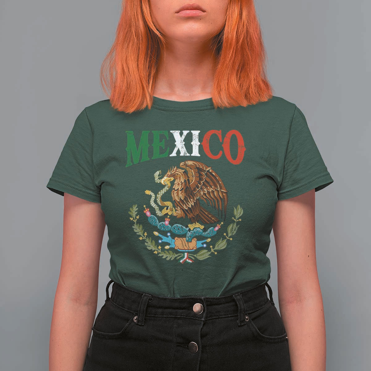 Mexican Coat Of Arms Mexico Vintage Flag T Shirt For Women