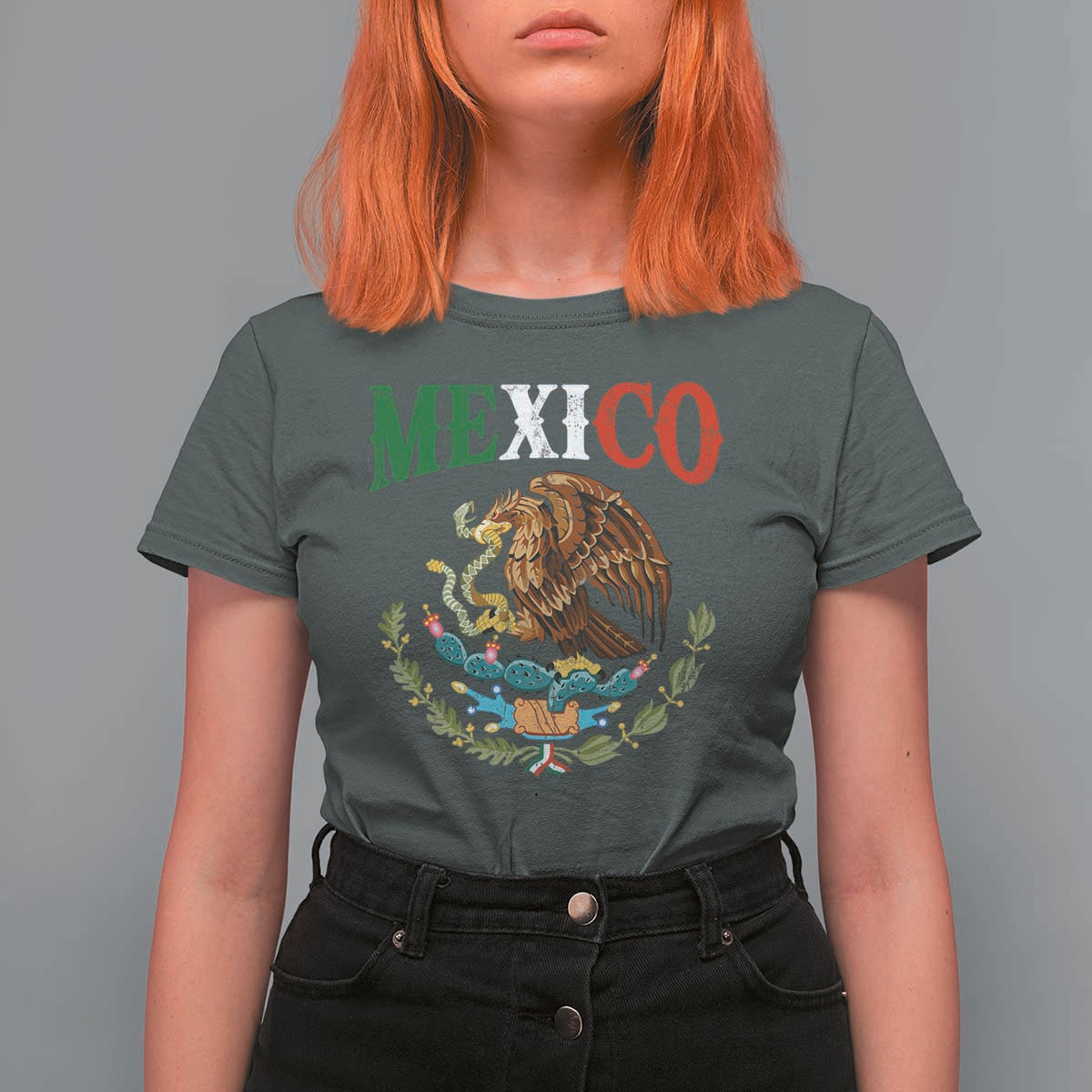 Mexican Coat Of Arms Mexico Vintage Flag T Shirt For Women