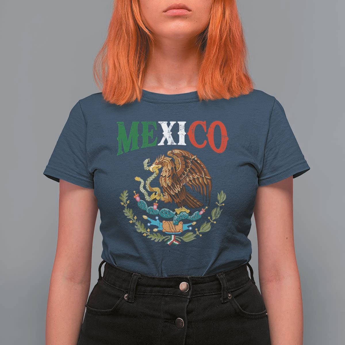 Mexican Coat Of Arms Mexico Vintage Flag T Shirt For Women
